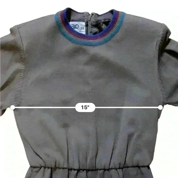 Vintage Ciao Ltd Plaid Sweater Gray Taupe Suede Dress Jacket 2 Piece Set Size 4 - Picture 13 of 16